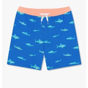 Chubbies Blue Shark Print Boys Large 14/16‎ Swim Trunks